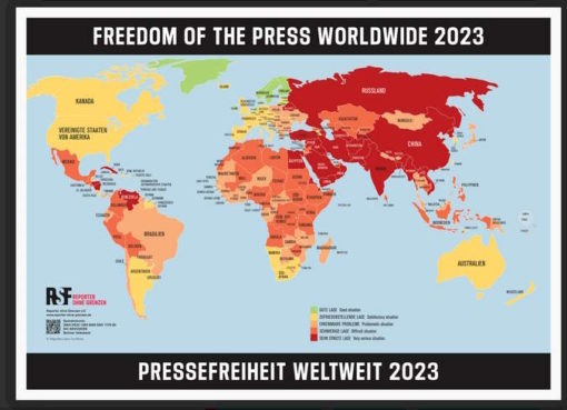 Weltkarte der Pressefreiheit 2023